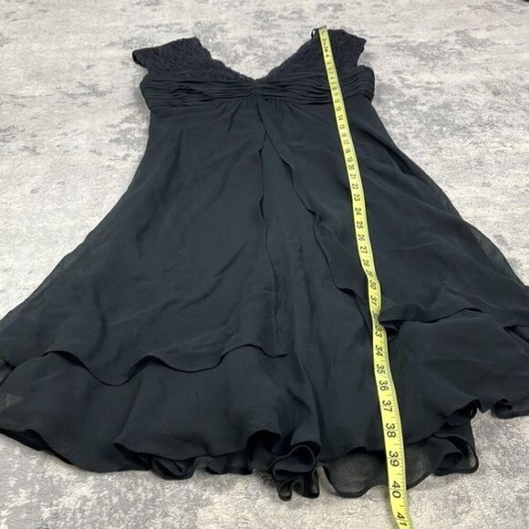 Donna Ricco Black Silk Lace Tiered Dress Chiffon Babydoll LBD Sz 4 - Picture 8 of 12